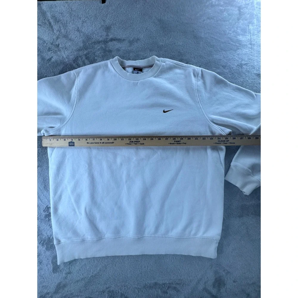 Nike Sweatshirt Mens XL White Mini Swoosh Crewneck Y2K Streetwear Pullover Boxy‎